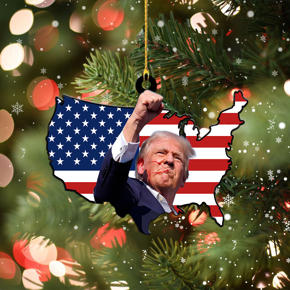 Trump Fight American Map Ornament for Christmas Campaign