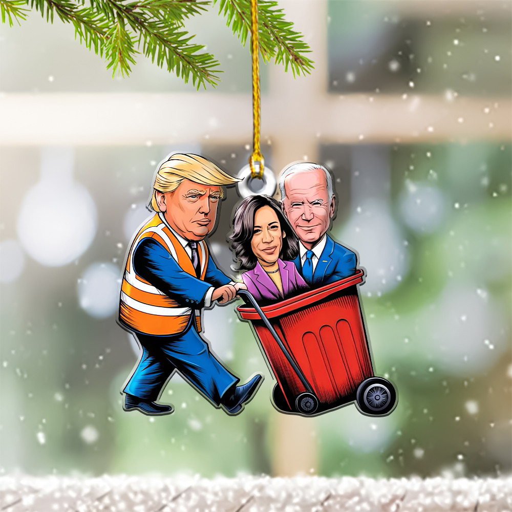 Trump Garbage Ornament Anti Biden Harris Funny Ornament 2024
