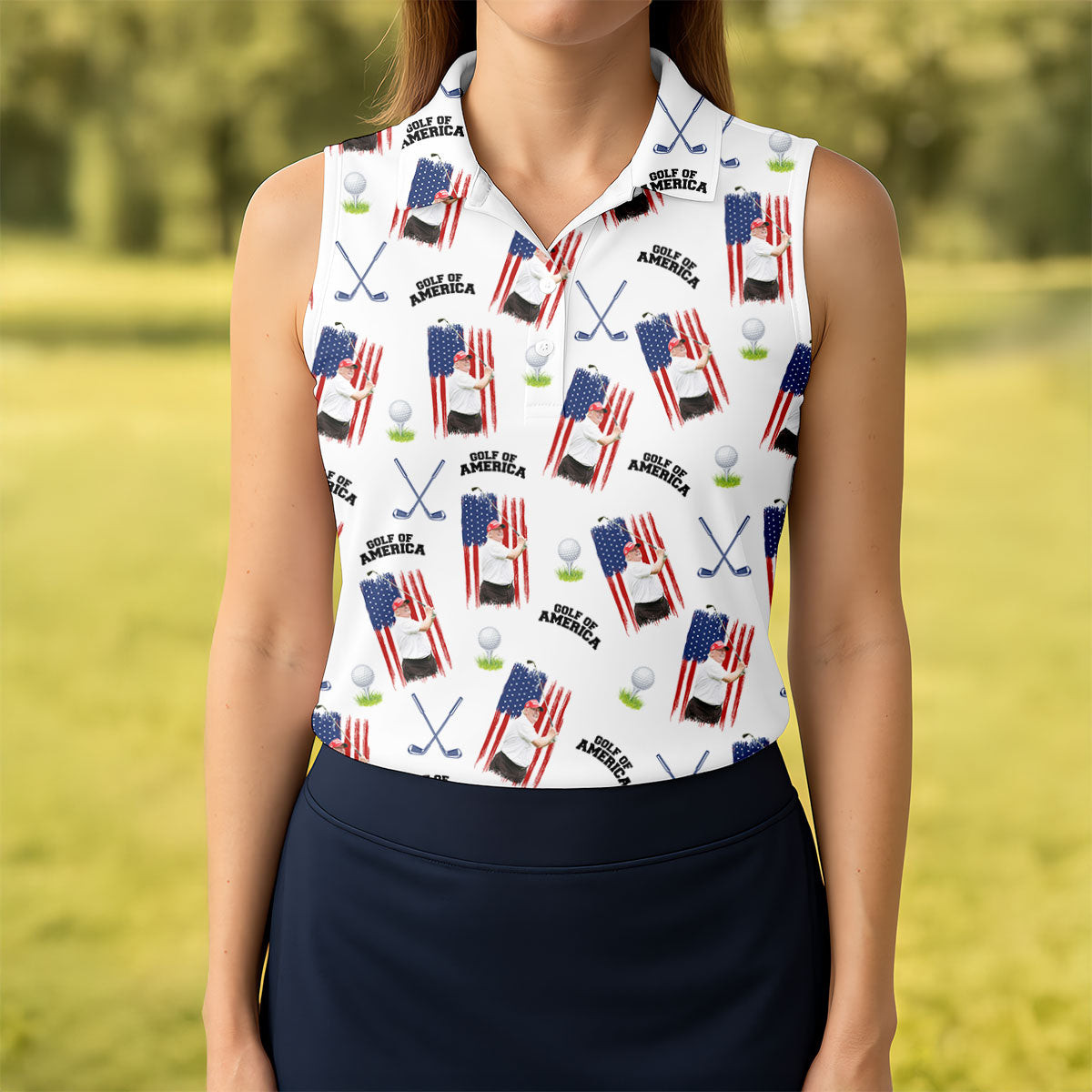 Trump Golf Of America Sleeveless Polo Shirt Womens Golf Shirts Cool Golf Presents