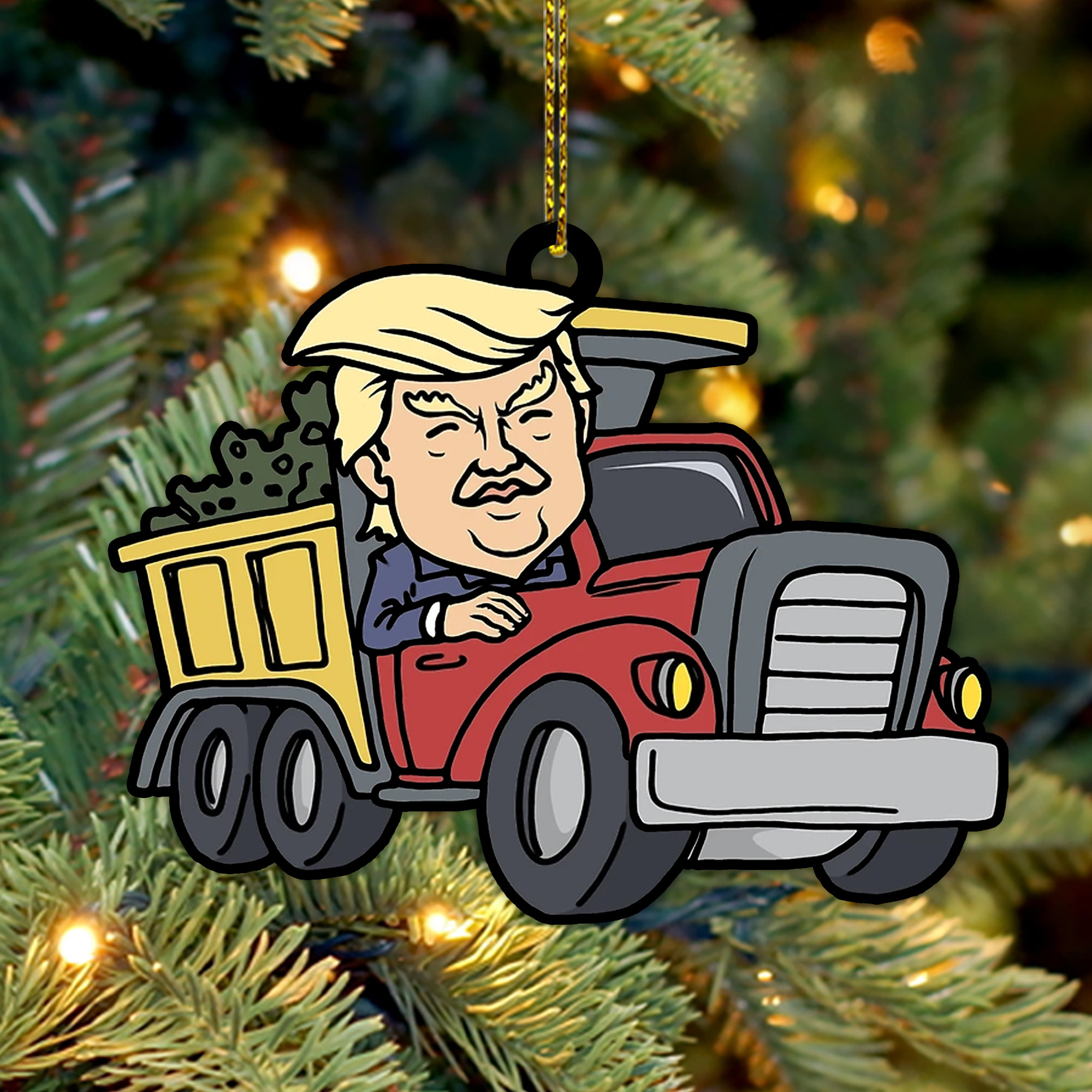 Trump In Garbage Truck Ornament Shape Make America Great Again Trump 2024 Ornament