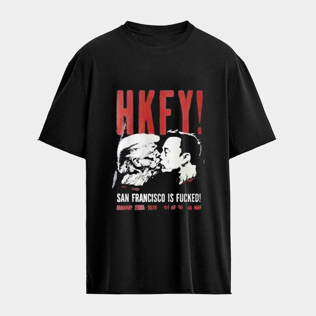 Trump Kiss Elon Musk HKFY Concert San Francisco Hardcore Punk T-shirt Gifts For Music Fans