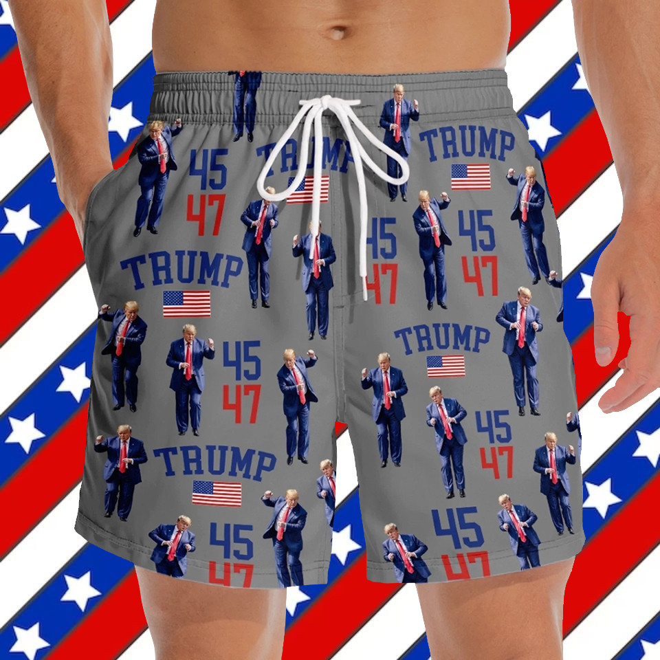 Trump Maga 45 47 American Flag Hawaiian Shorts Funny Clothes Trump Supporter Gift Ideas