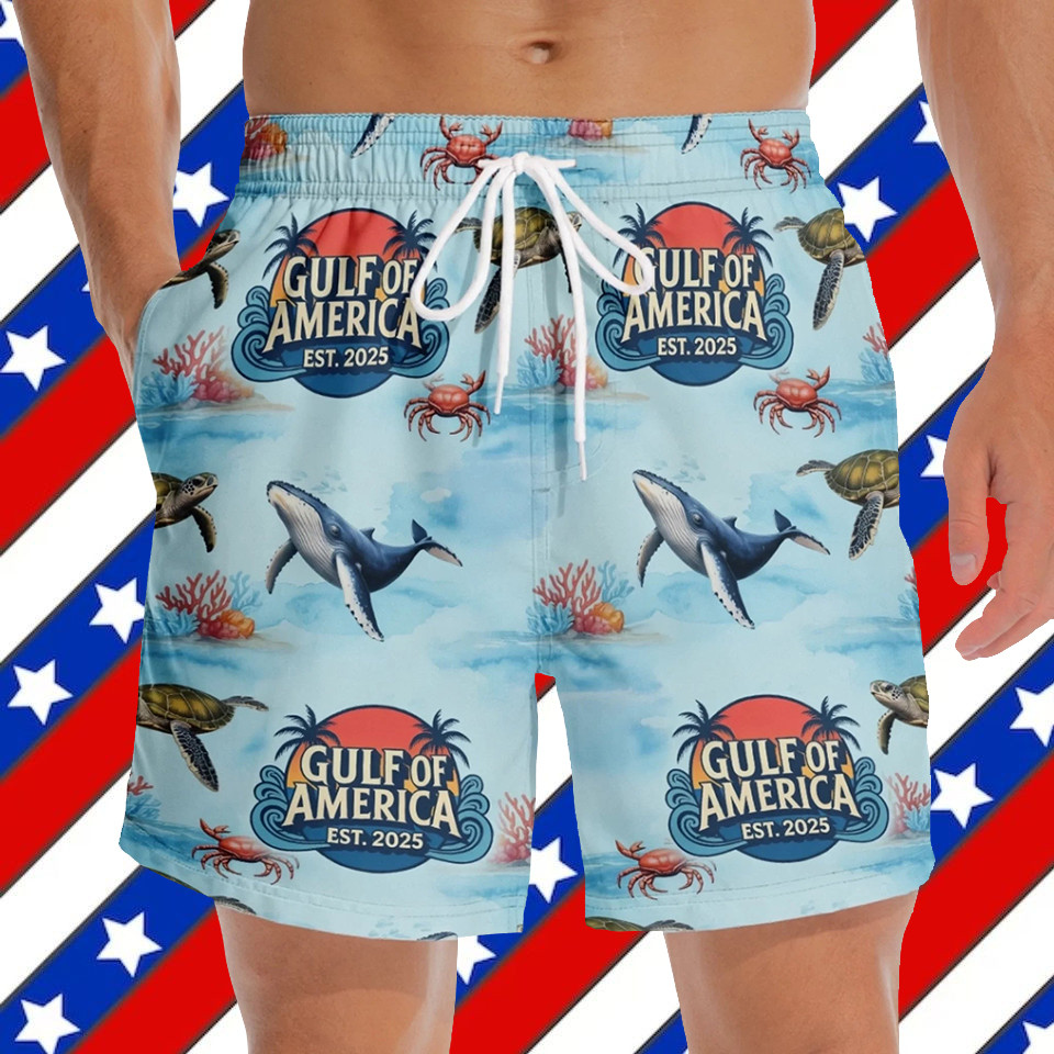 Trump Shark Sea Turtle Crab Hawaiian Shorts Gulf Of America Clothing Gifts For Trumpers