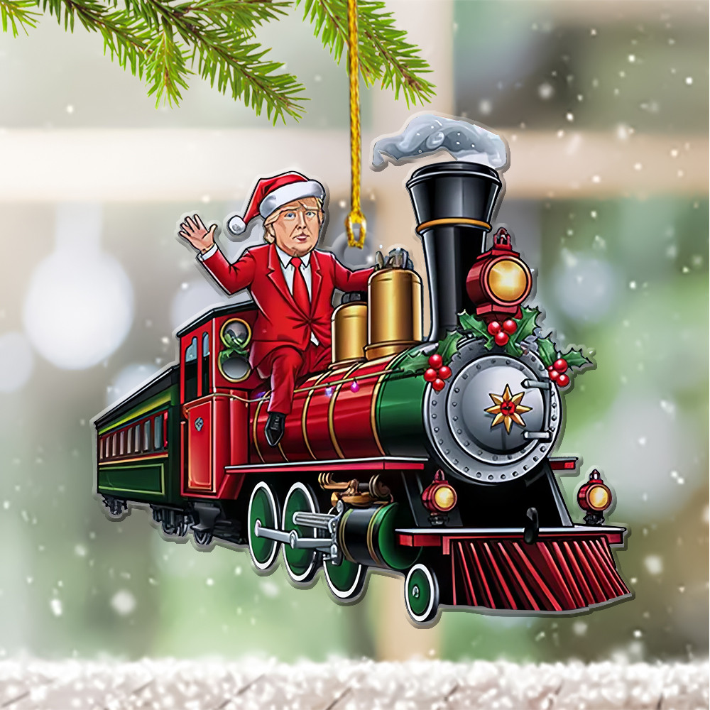 Trump Train Coming To Town Christmas Ornament Shape 47th President Trump Ornament