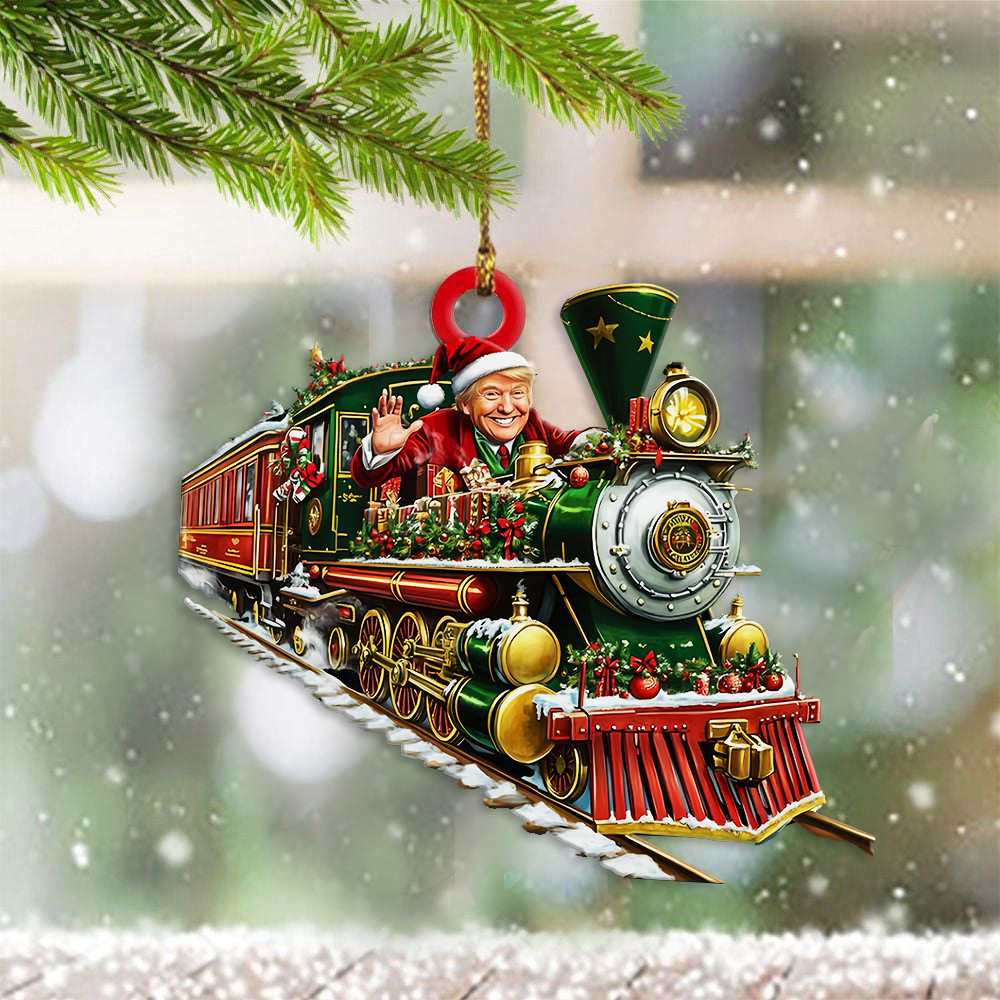 Trump Train Coming To Town Holiday Ornament 45-47 Merch Donald Trump Victory Ornament