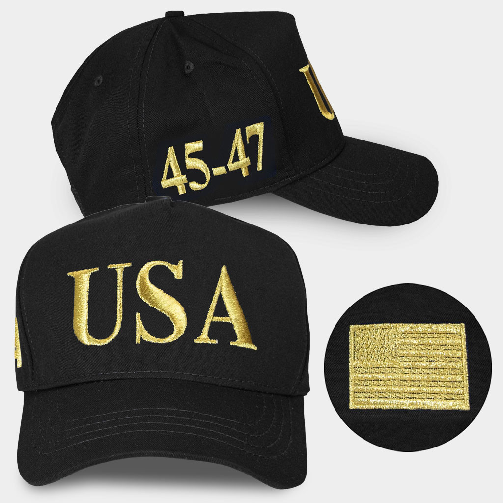 Trump USA 45 47 Hat Embroidered MAGA Donald Trump Cap Black Gifts For Trump Supporters