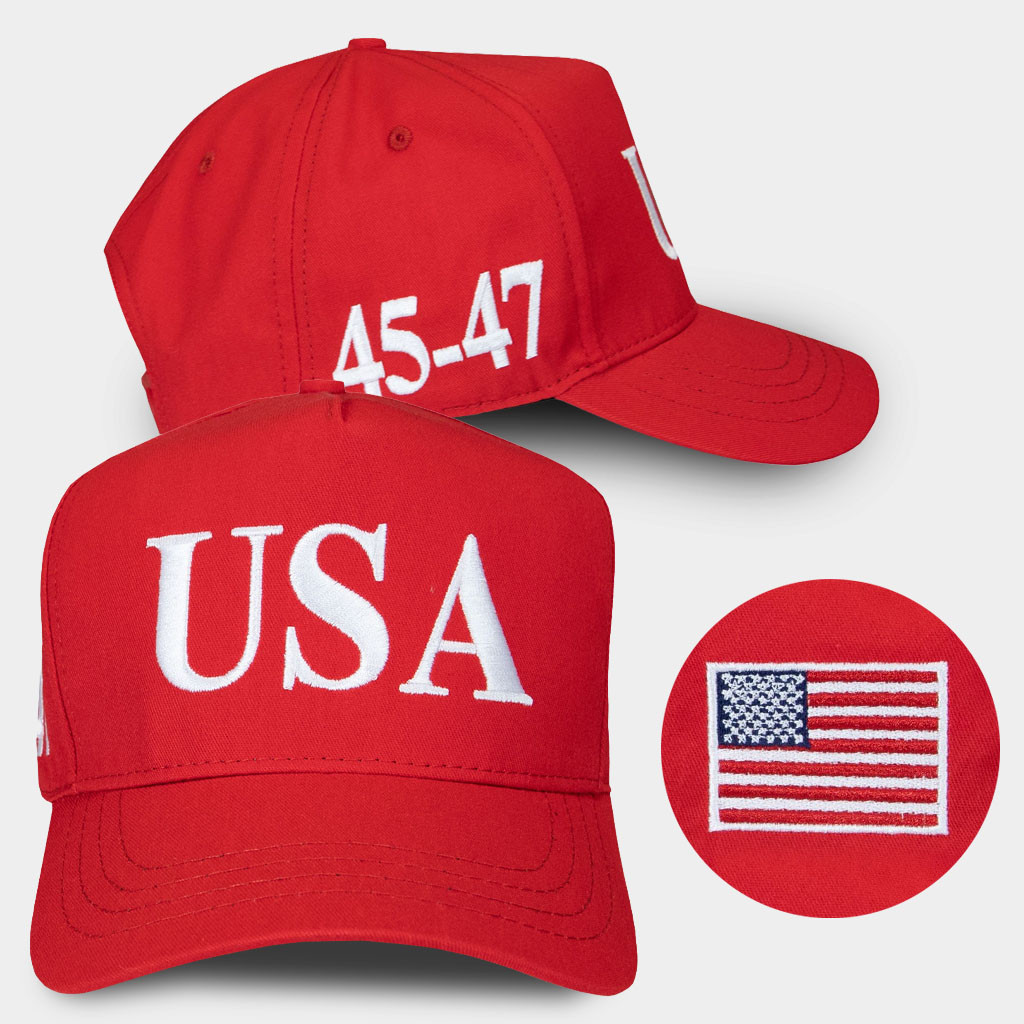 Trump USA 45 47 Hat Embroidered Make America Great Again Red Cap Donald Trump Merch Gifts