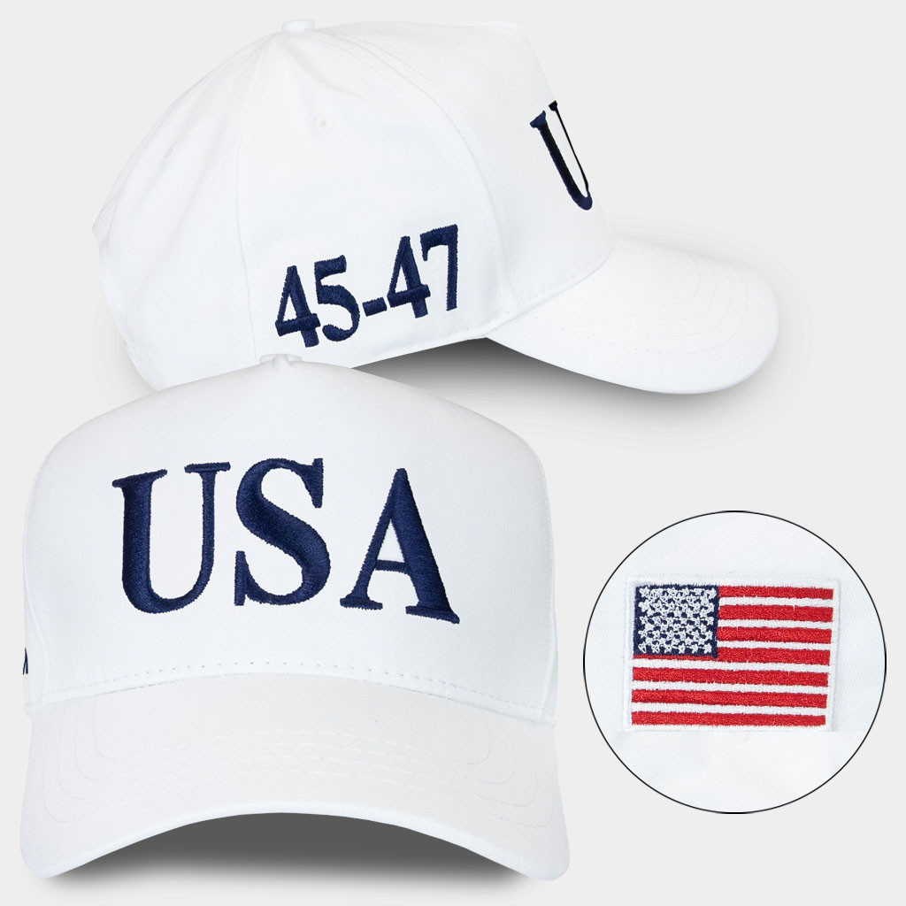 Trump USA 45 47 Hat Embroidered White MAGA Donald Trump Cap Patriotic Gifts For Dad 2026