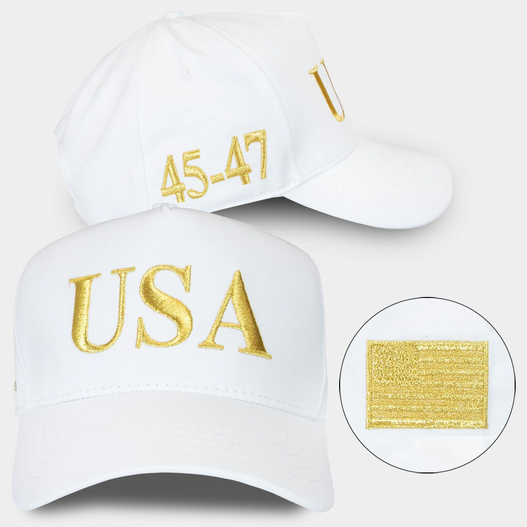 Trump USA 45 47 Hat Embroidered White Yellow MAGA Donald Trump Cap Gifts For Patriots