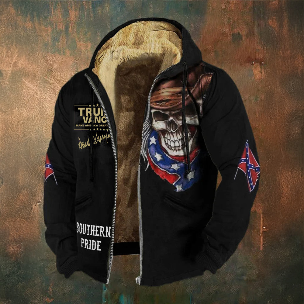 Trump Vance Make America Great Again Zip Hoodie Cowboy Skull Old Dixie Hoodie Southern Pride
