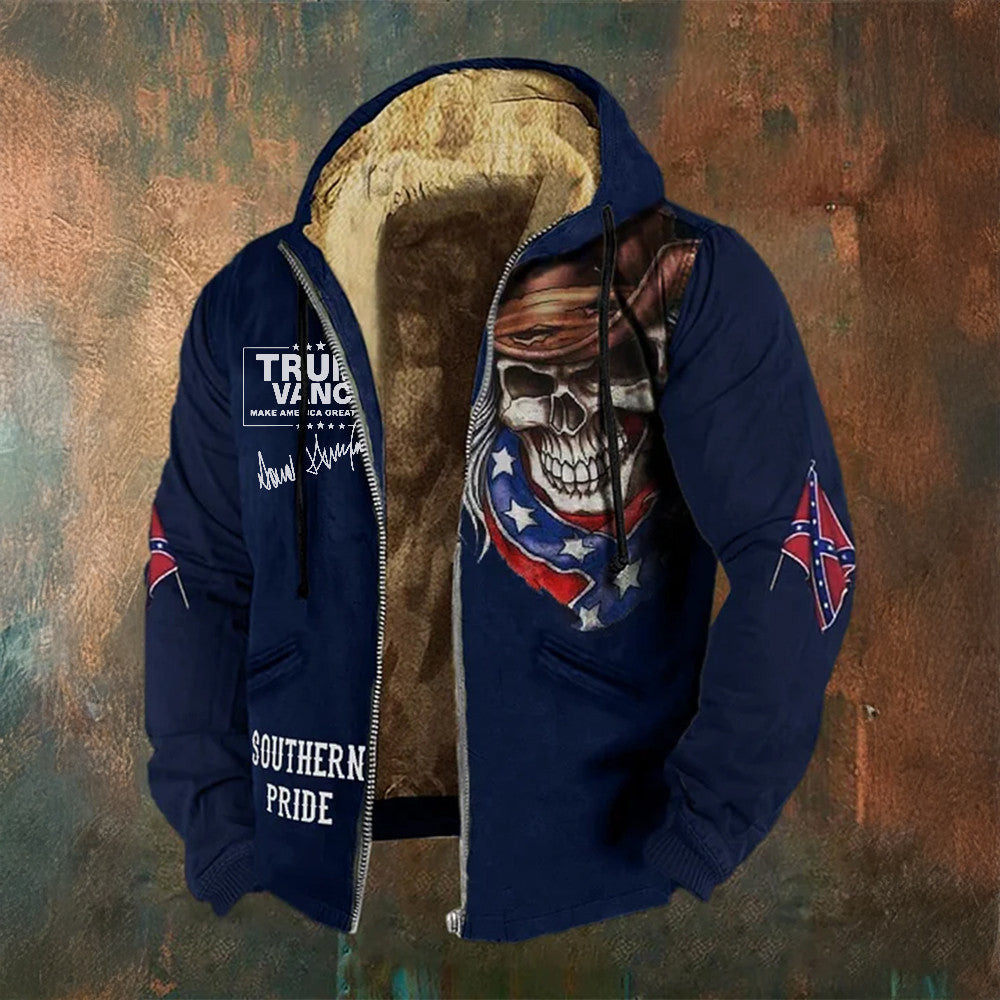 Trump Vance Make America Great Again Zip Hoodie Cowboy Skull Old Dixie Hoodie Southern Pride