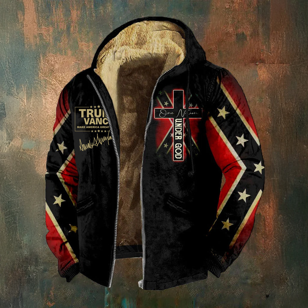 Trump Vance Old Dixie Zip Hoodie One Nation Under God Hoodie MAGA Southern Cross Apparel Trump Vance Old Dixie Zip Hoodie One Nation Under God Hoodie MAGA Southern Cross Apparel