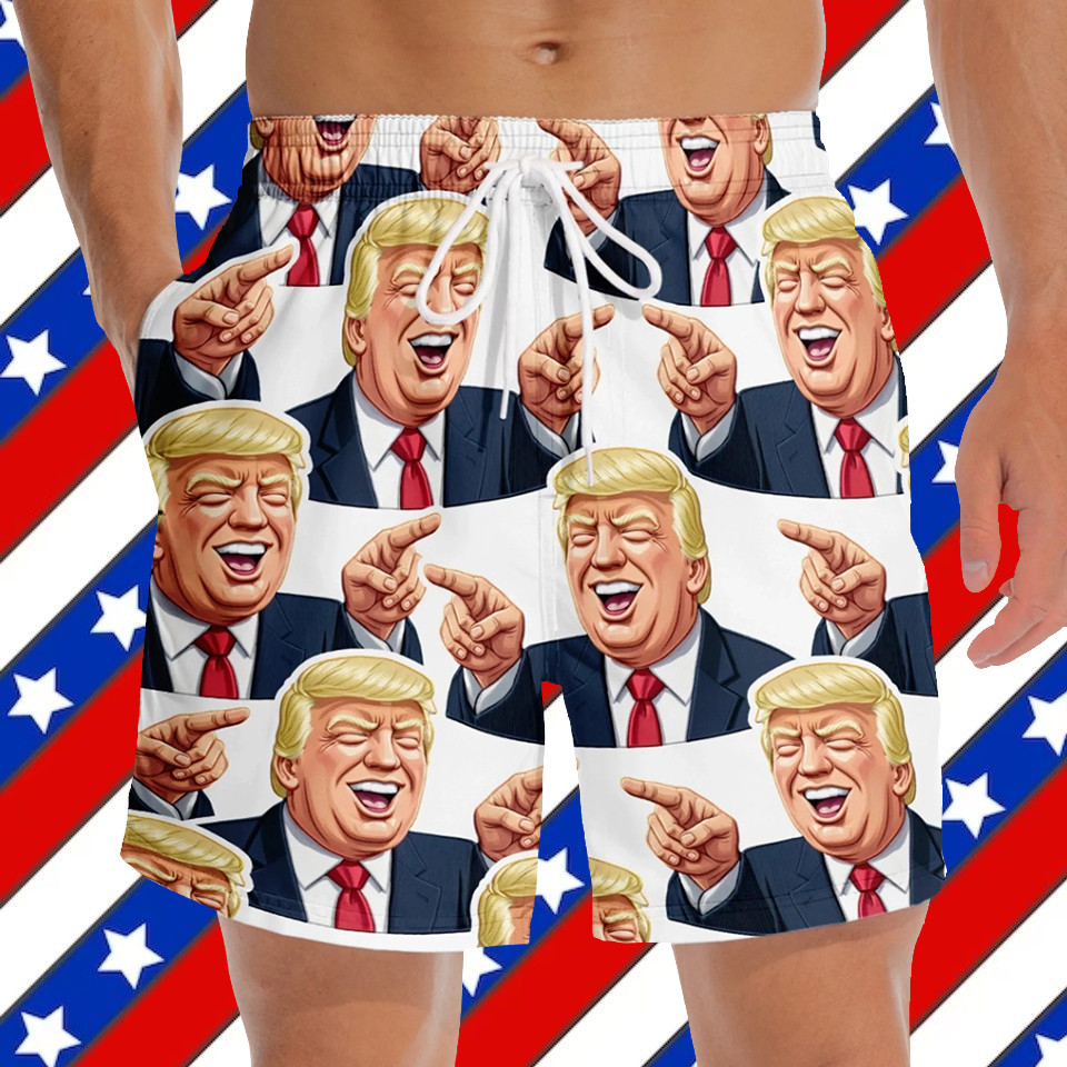 Trump's Smiling Face Hawaiian Shorts Funny Clothes Gifts For Trump Lovers