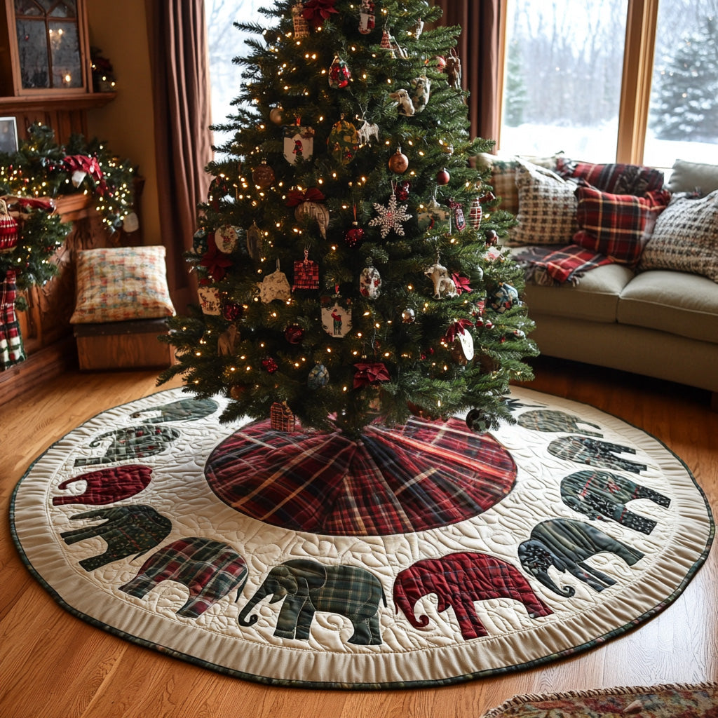 Trunk of Joy Quilted Christmas Tree Skirt Holiday Home Decor Christmas Gift Ideas For Elephant Lovers