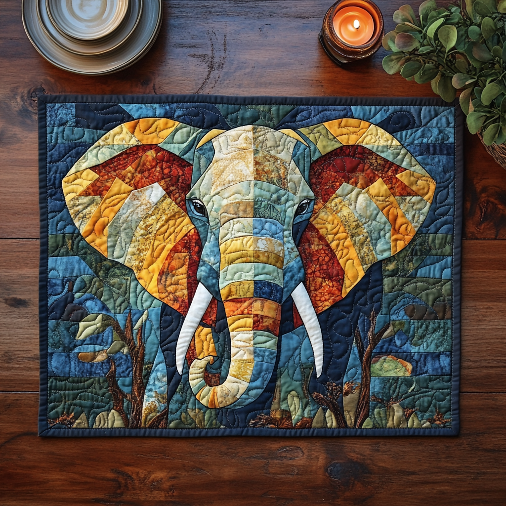 Trunk Tales Quilted Place Mat Dining Room Decor Womens Elephant Gifts For Her