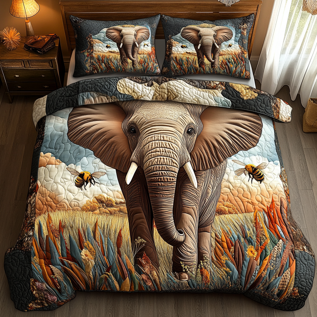 Trunked Beauty Quilted Bedding Set Best Comforter Sets Elephant Presents For Women