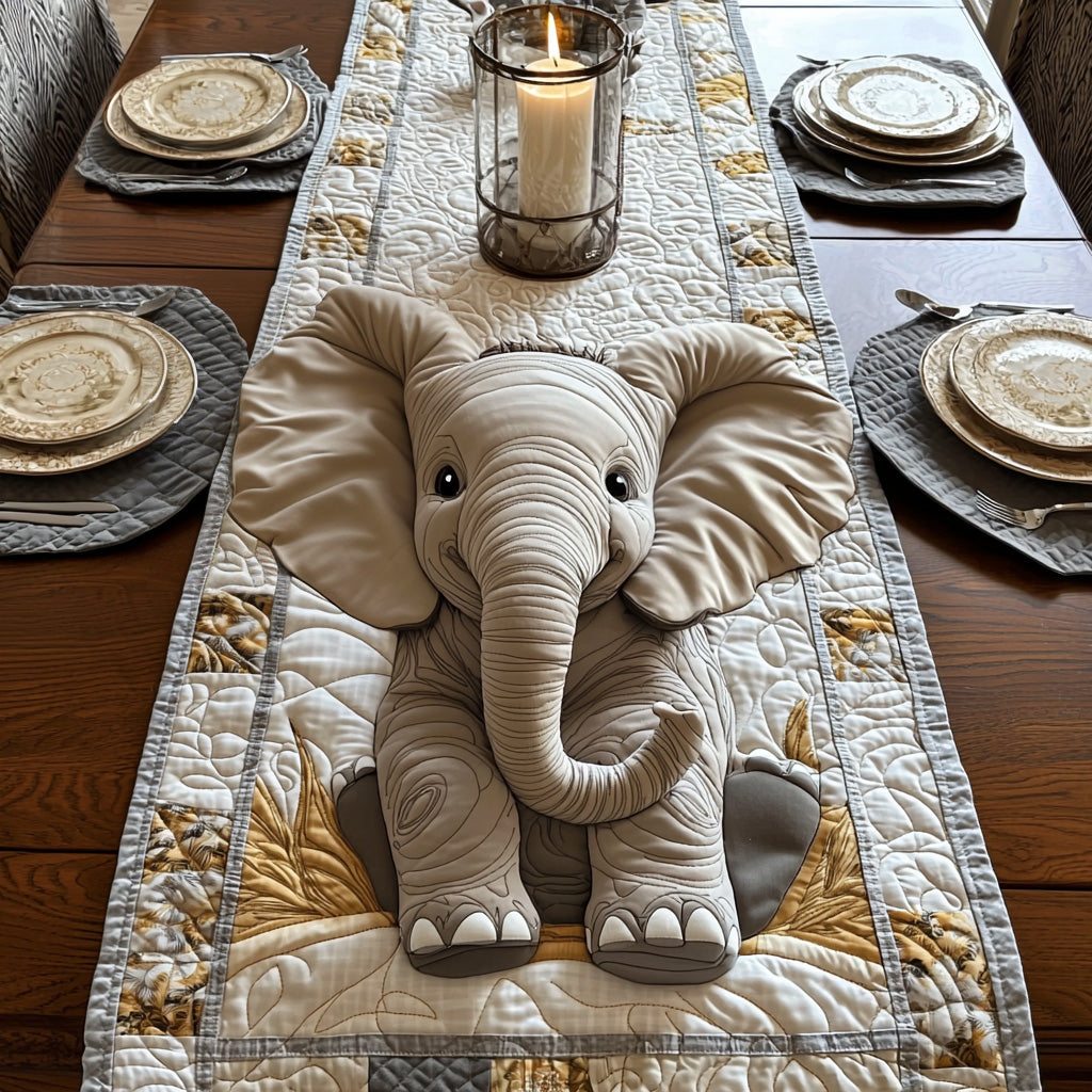 Trunkling Trails Quilted Table Runner Dining Room Decor Best Presents For Elephant Lovers Birthday