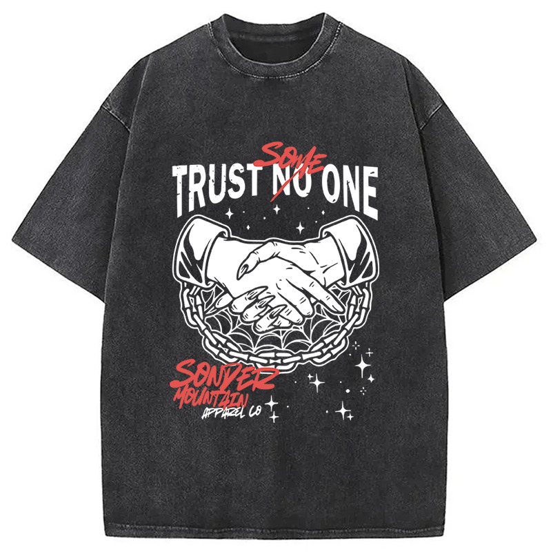 Trust Someone Hip-Hop Washed T-Shirt Cool Urban Street Style Shirt Gifts For Him