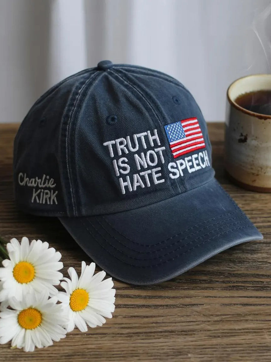 Truth Is Not Hate Speech Hat Navy Blue Charlie Kirk 77 Clothing