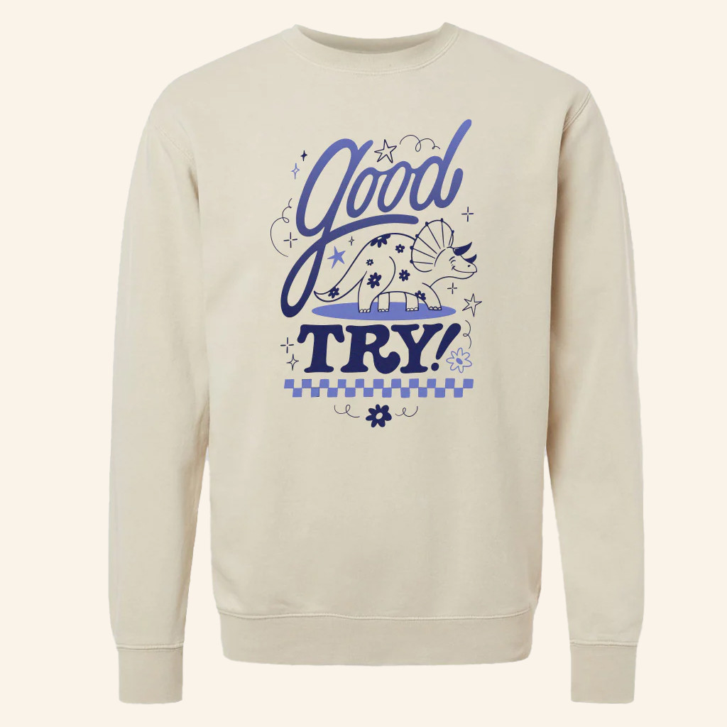 Try Guys Merch Good Try Triceratops Sweatshirt Gifts For Girlfriend