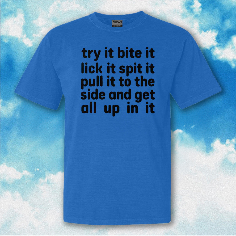 Try It Bite It Lick It Spit It Shirt BDSM Quotes T-Shirt Funny Gifts For Adults Try It Bite It Lick It Spit It Shirt BDSM Quotes T-Shirt Funny Gifts For Adults