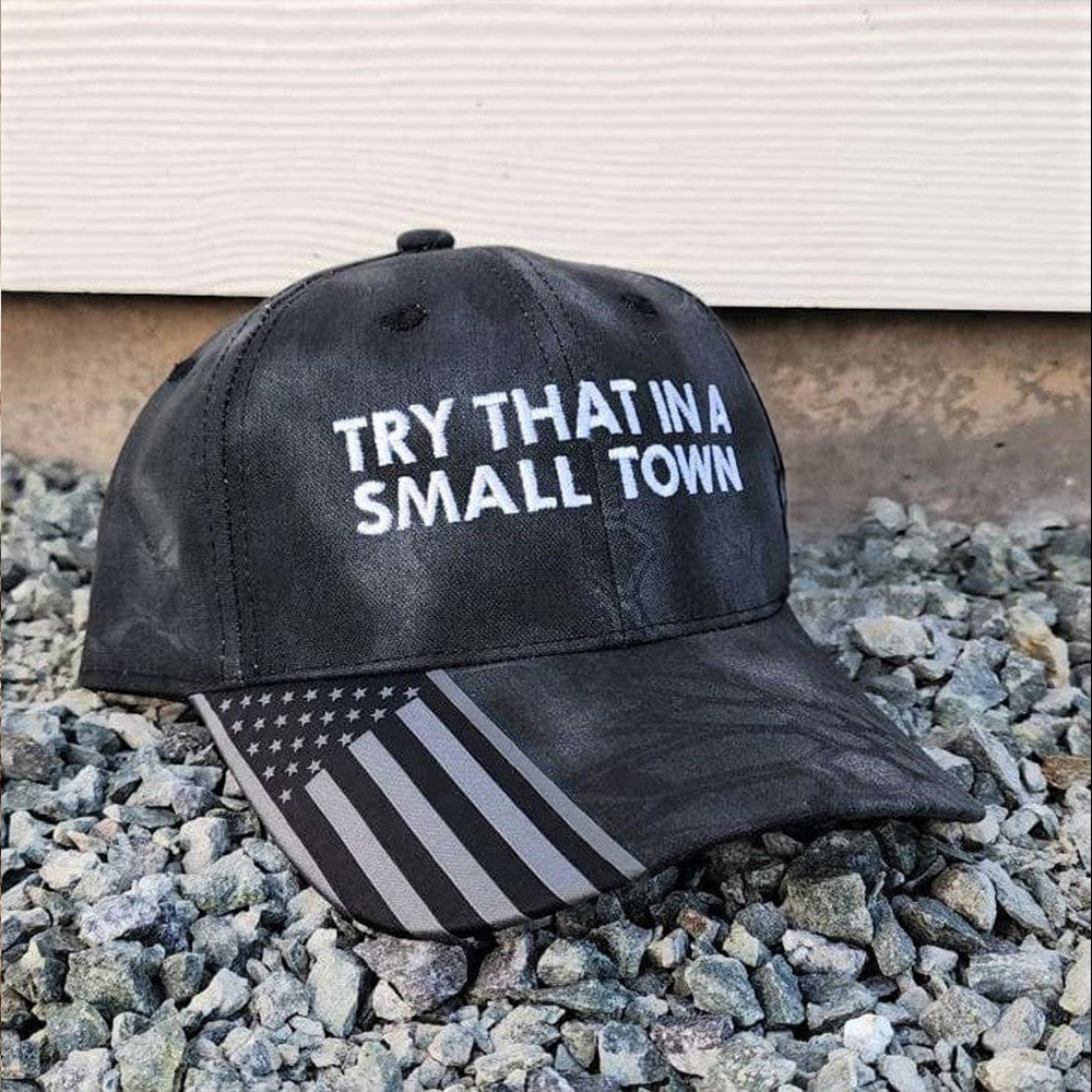 Try That In A Small Town Embroidered Camo Hat Country Music Patriotic Hat Gifts For Father Try That In A Small Town Embroidered Camo Hat Country Music Patriotic Hat Gifts For Father