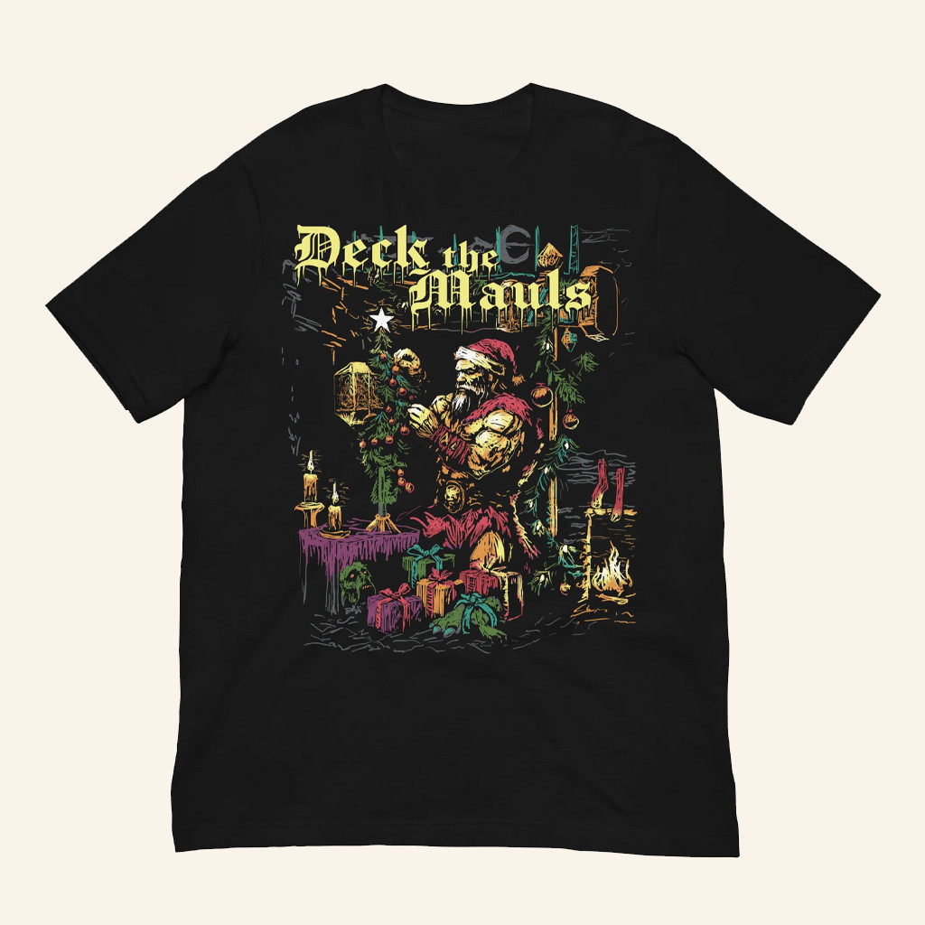 Tsaurus Merch Deck The Mauls Barbarian Christmas T-Shirt Christmas Gifts For Dad