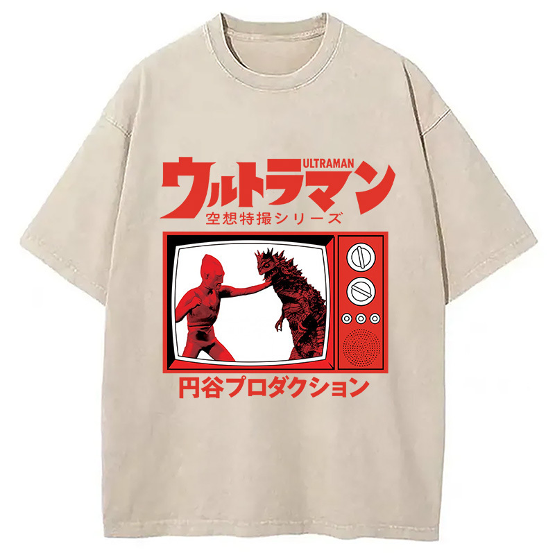Tsuburaya Presents Ultraman Washed T-Shirt Retro Humor Graphic Top Gifts For Besties Tsuburaya Presents Ultraman Washed T-Shirt Retro Humor Graphic Top Gifts For Besties