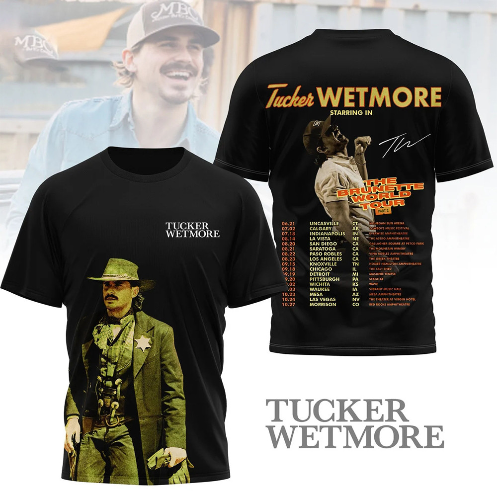 Tucker Wetmore The Brunette World Tour T-Shirt Tucker Wetmore Clothes Fan Gift