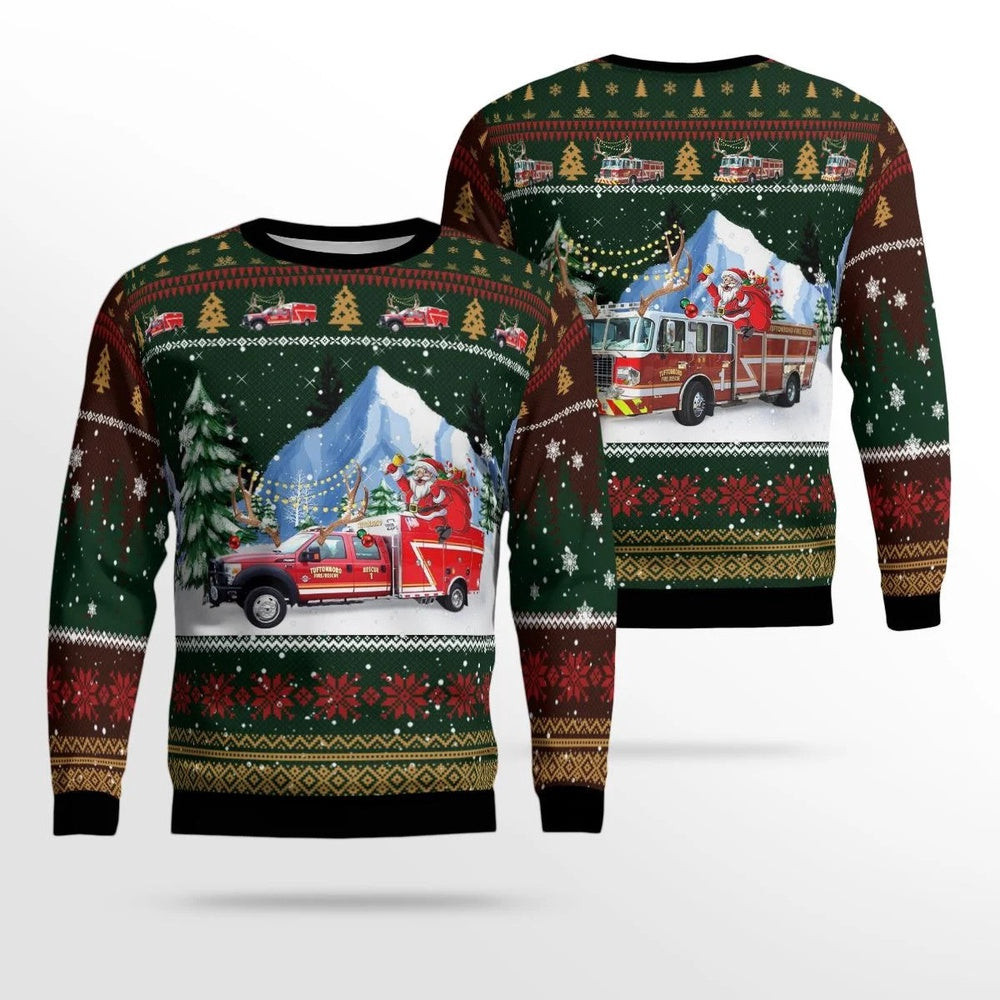 Tuftonboro New Hampshire Tuftonboro Fire Department Central Station AOP Ugly Sweater Unisex Christmas Gift