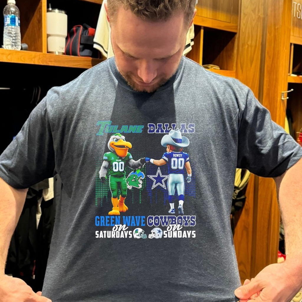 Tulane Green Wave On Saturdays Vs Dallas Cowboys On Sundays Mascot Skyline T Shirt