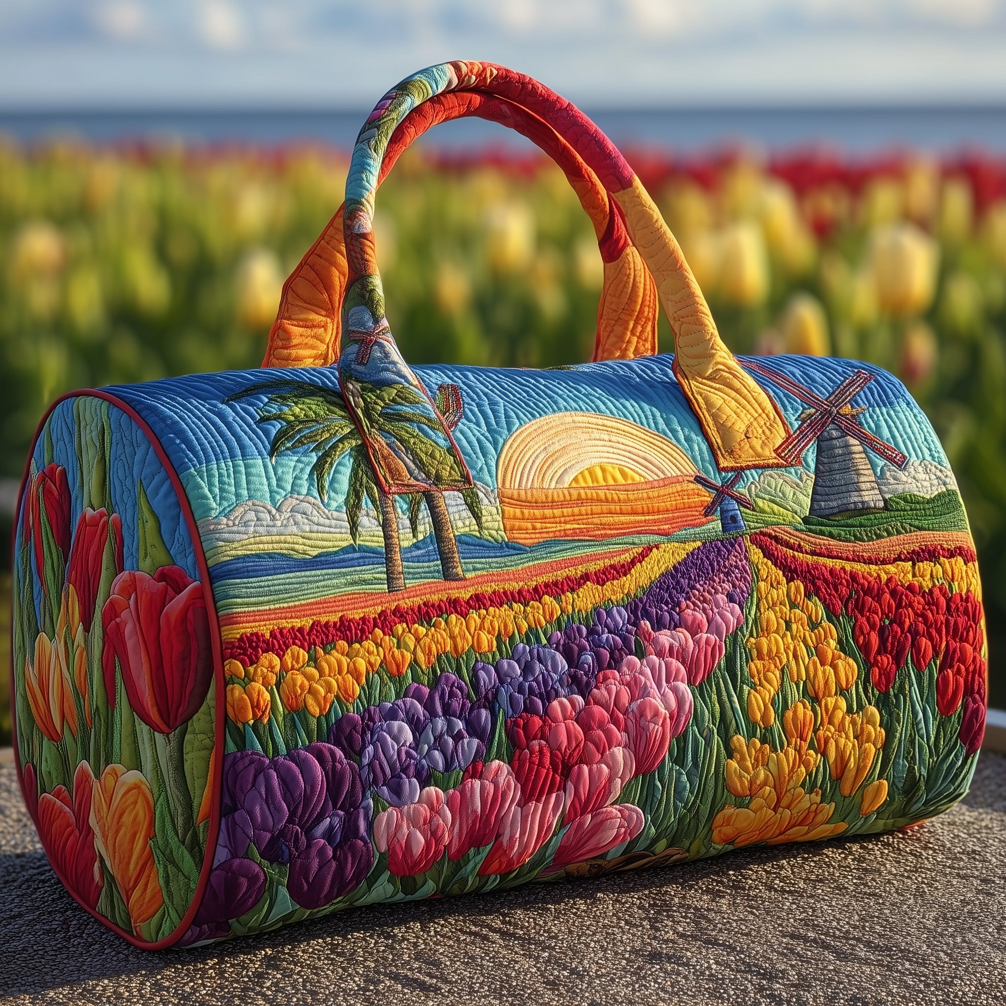 Tulip Blooms Quilted Duffle Bag Gift For Her
