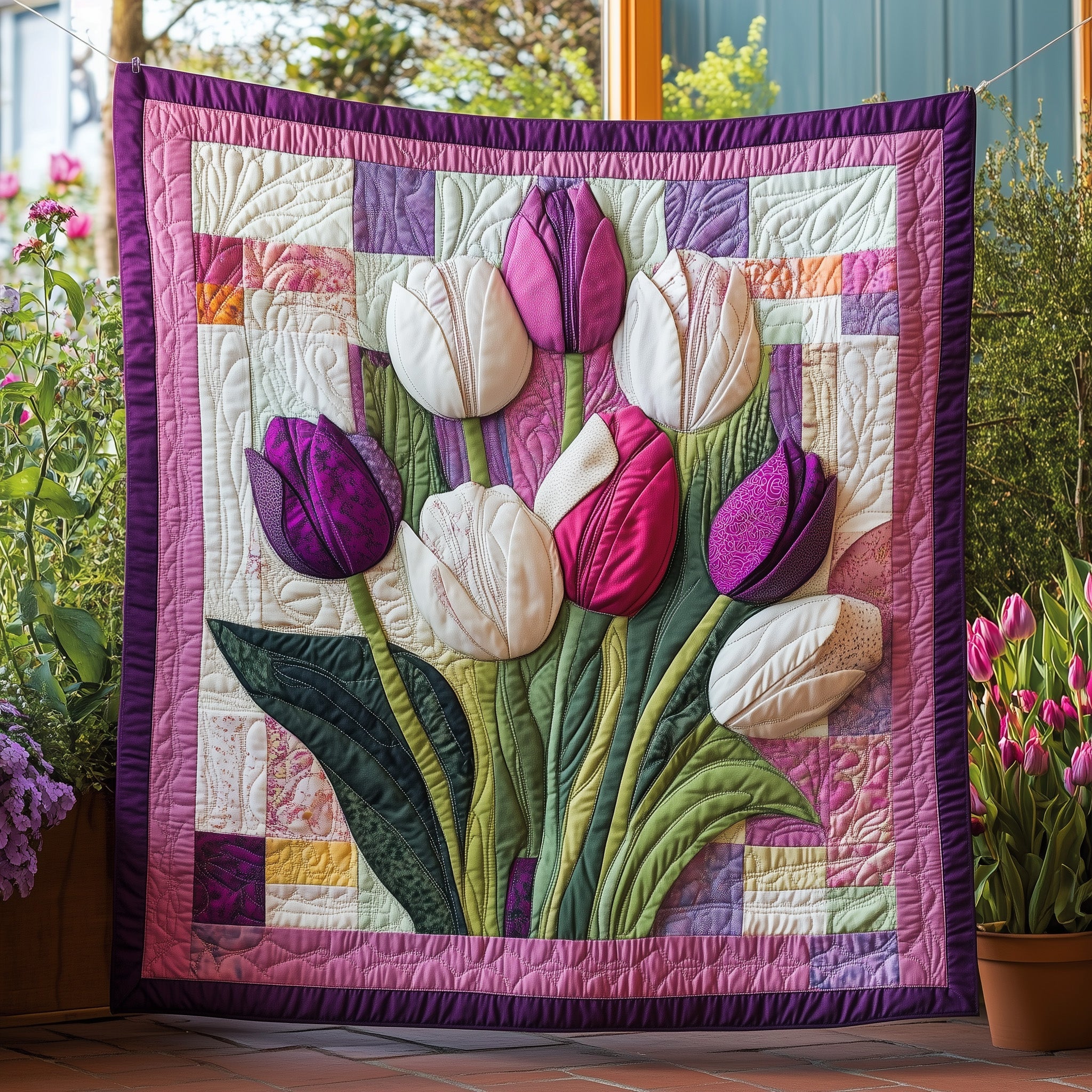 Tulip Bouquet Gift for Mom Quilted Blanket Best Couch Throw BlanketGood Christmas Gifts For The Wife