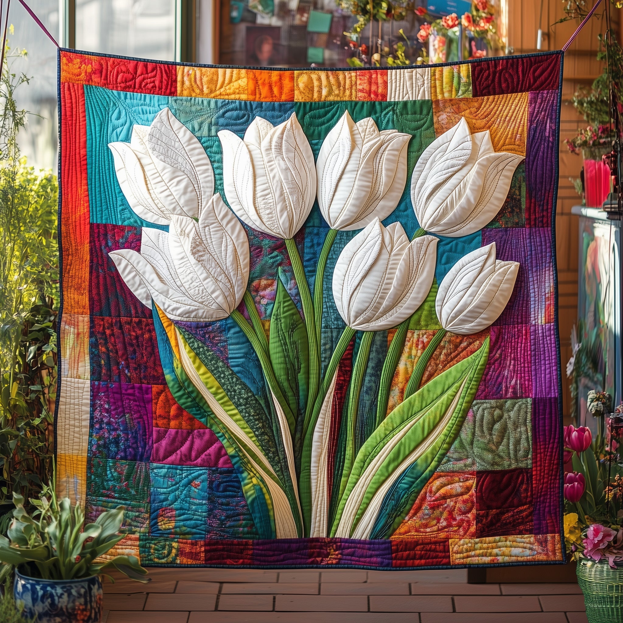 Tulip Bouquet Gift for Mom Quilted Blanket Best Couch Throw BlanketTop 10 Xmas Gifts For Him
