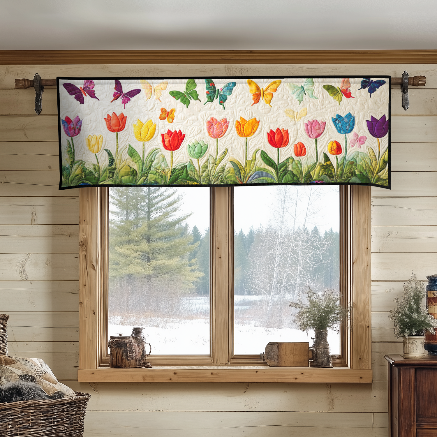 Tulip Dreams Quilted Valance Kitchen Curtains And Valances Special Birthday Gifts For Dad