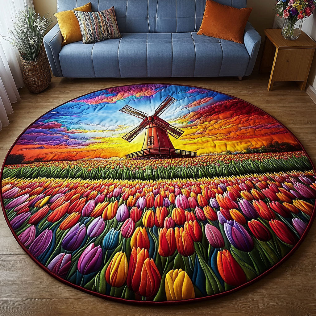 Tulip Horizon Quilted Round Mat Home Entrance Decor Ideas Practical Gifts For Farmers