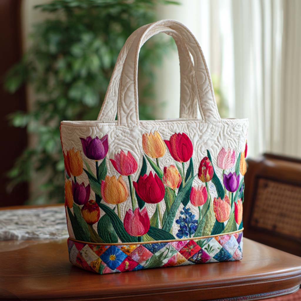 Tulip Season Bliss Quilted Tote Bag Tulip Gifts Items