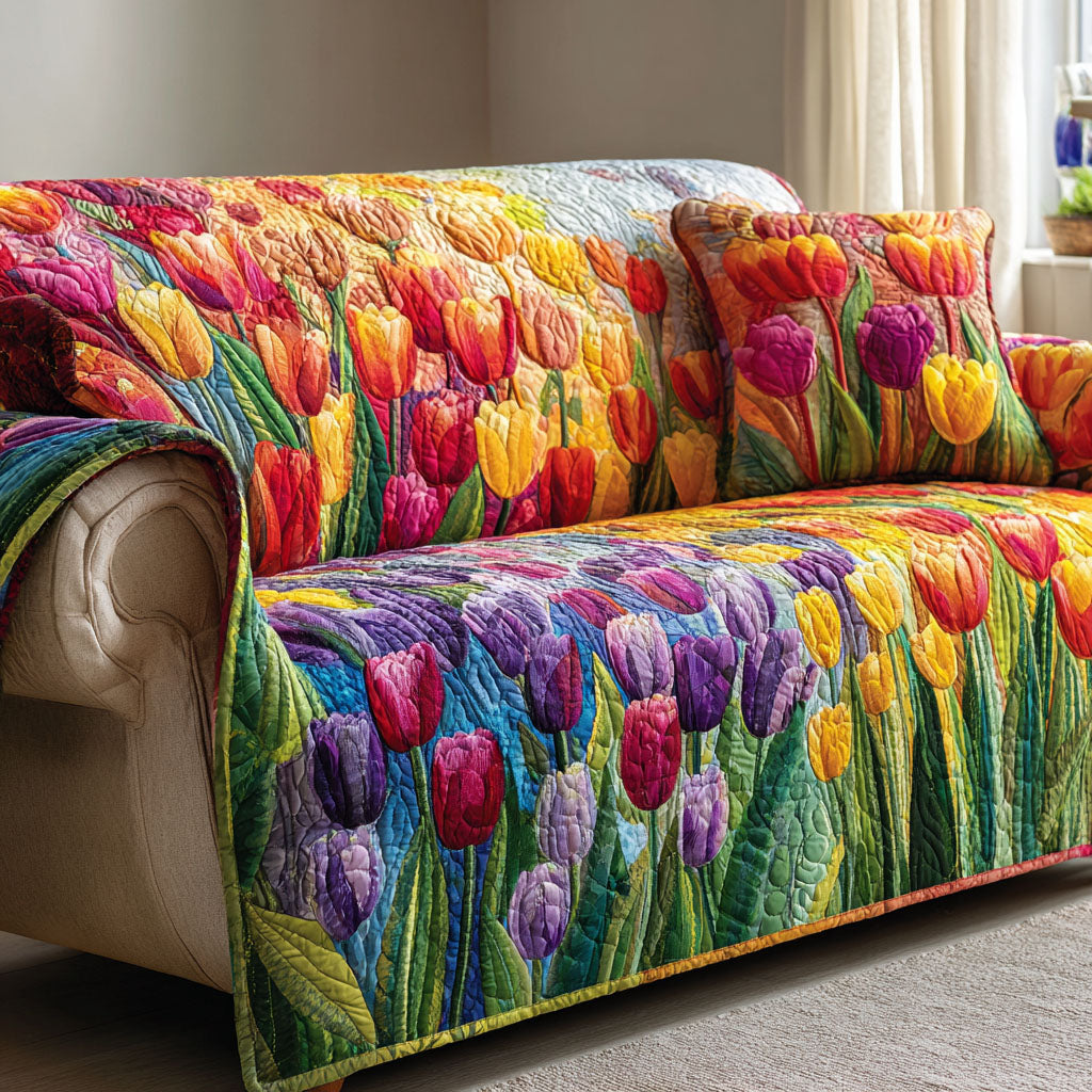 Tulip Symphony Quilted Sofa Cover Holiday Living Decorations Unique Gifts Family