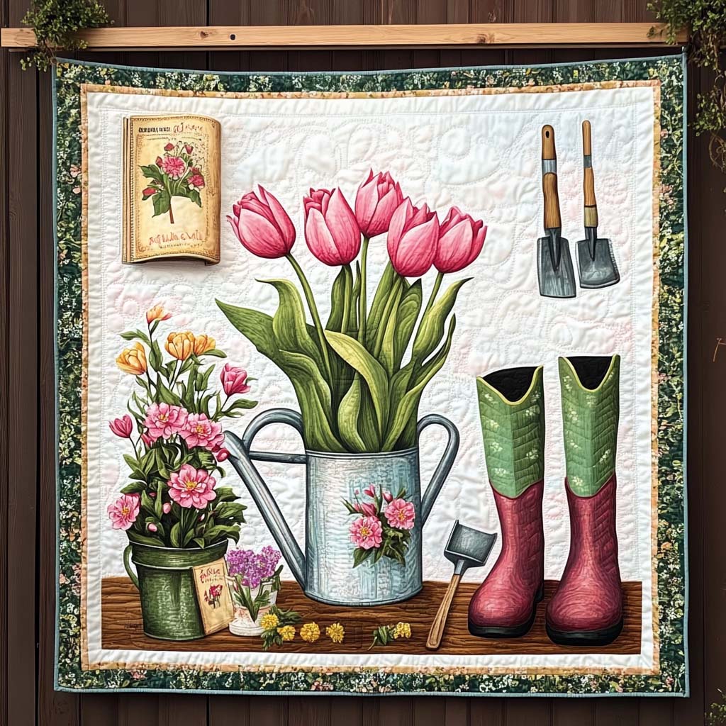 Tulip Time Quilted Blanket Gardening Gifts For Mom