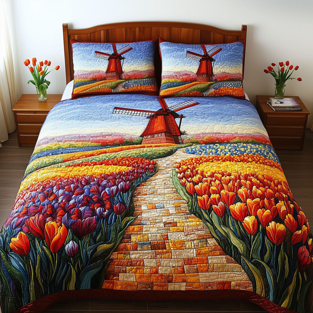 Tulip Trails Quilted Bedding Set Bedroom Decorations Unique Gifts For Family