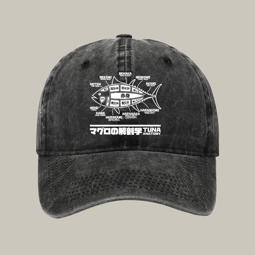 Tuna Dissection Map Japanese Washed Cap Cool Ball Cap Xmas Present For Uncle