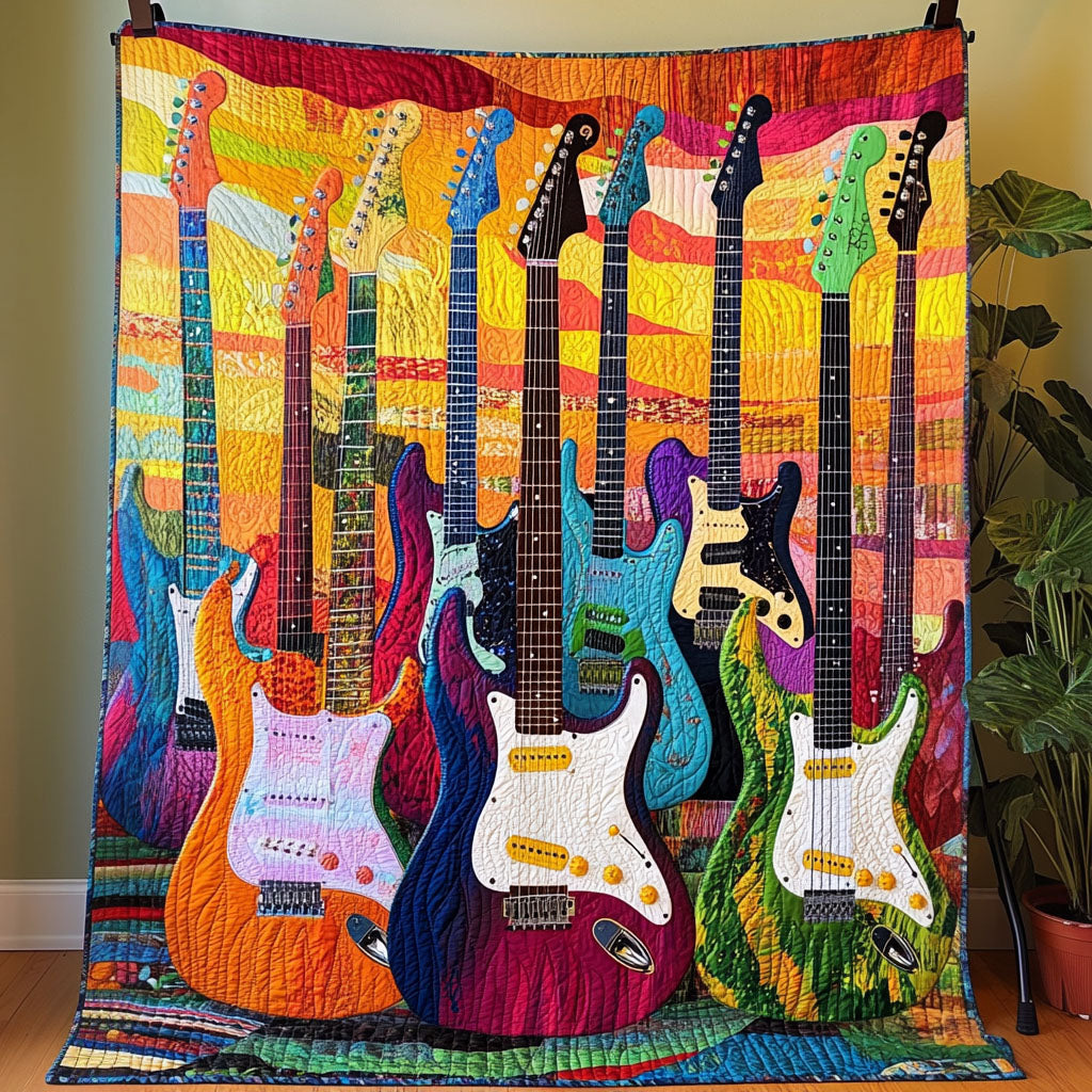 Tuned Frequencies Quilted Blanket Gifts For Guitar Players
