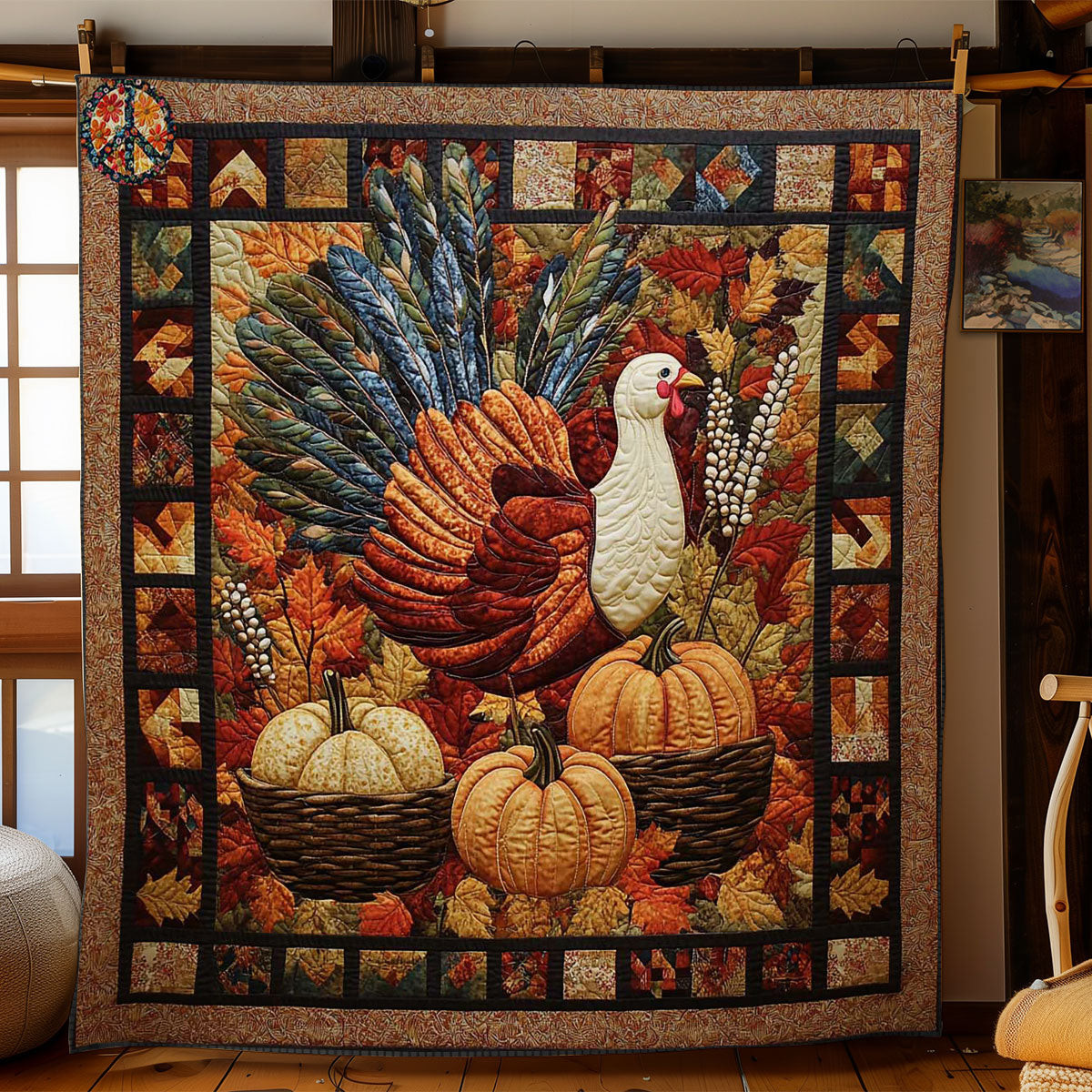 Turkey Autumn Fields Xmas Quilted Blanket Blanket Coolf Gifts For Thanksgiving