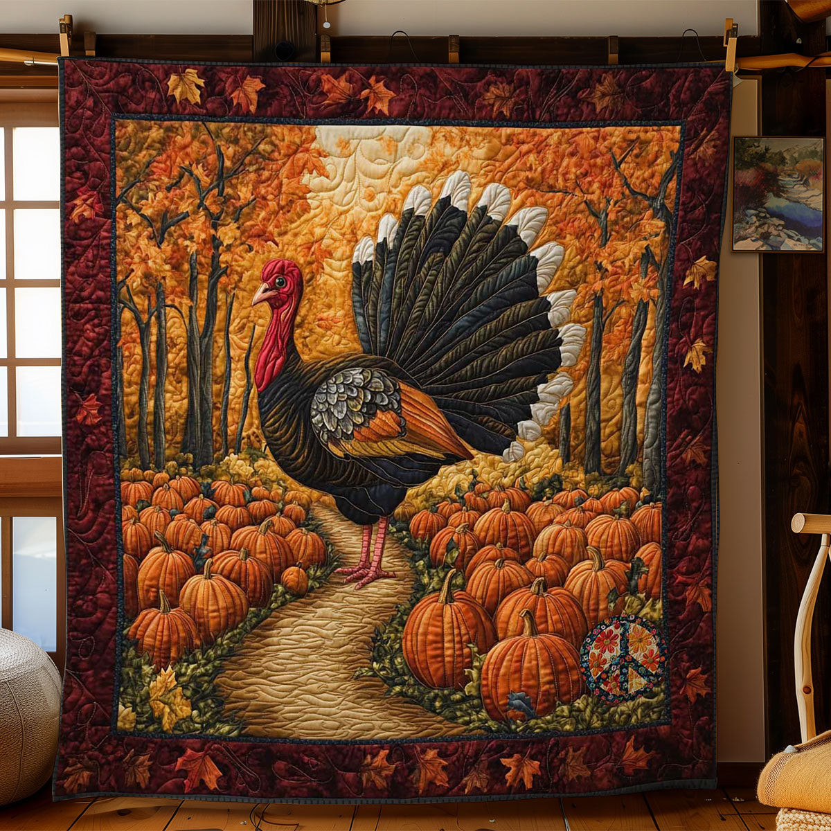 Turkey Celebration Xmas Quilted Blanket Blanket Coolf Gifts For Thanksgiving