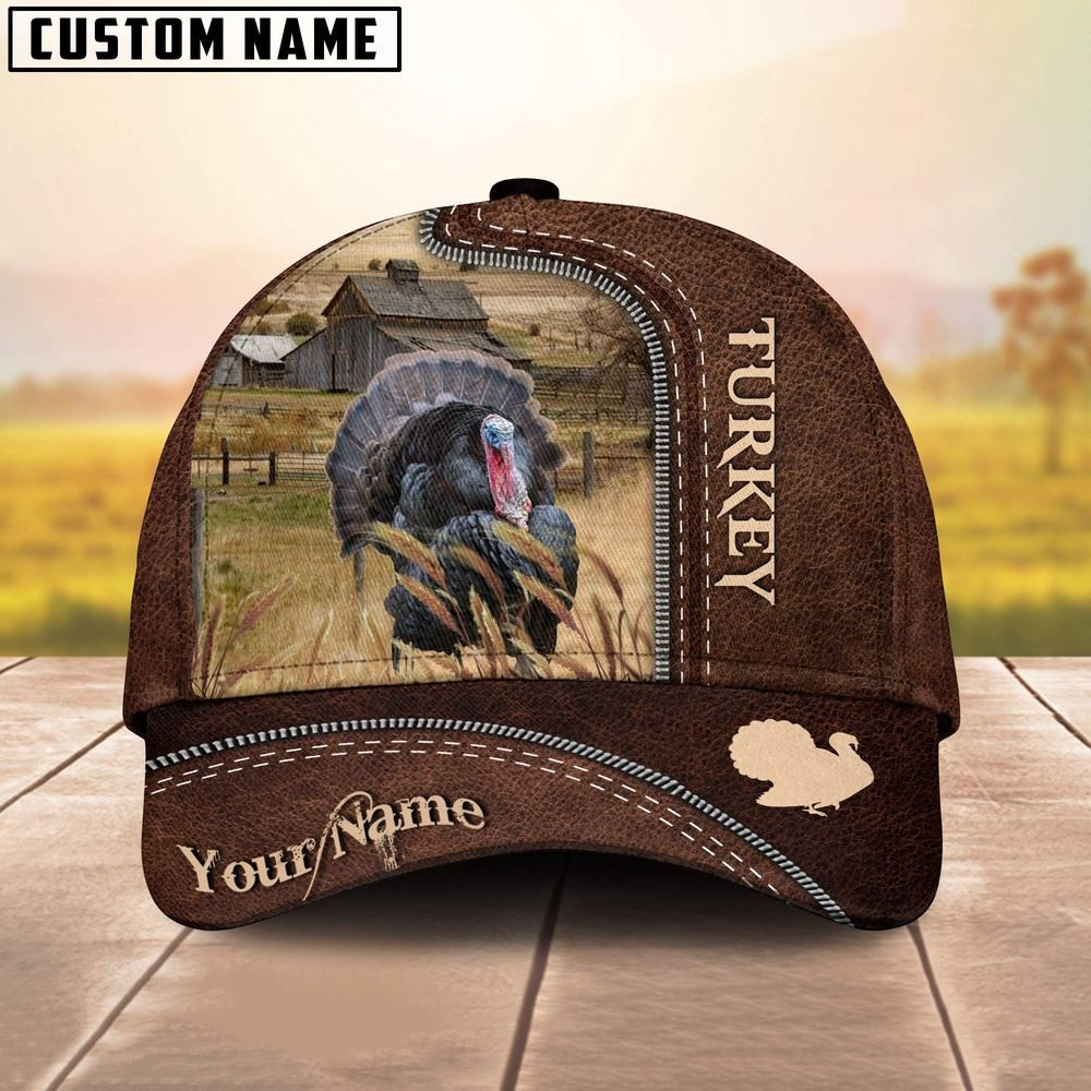 Turkey Customized Name Leather Pattern Cap Farm Cap Farmer Baseball Cap Gift For Farmer