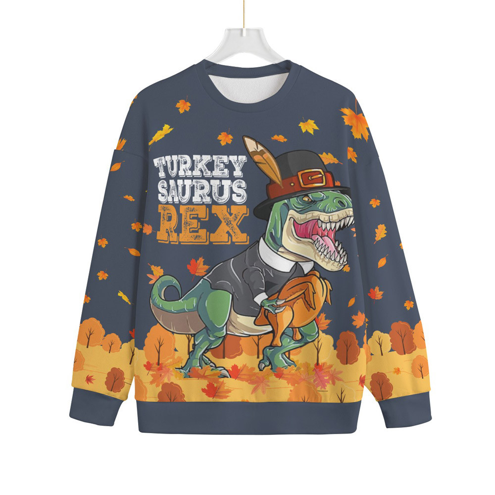 Turkey Dinosaur Trex Plus Size Thanksgiving Ugly Sweater Comfortable Holiday Sweater for Chilly Nights