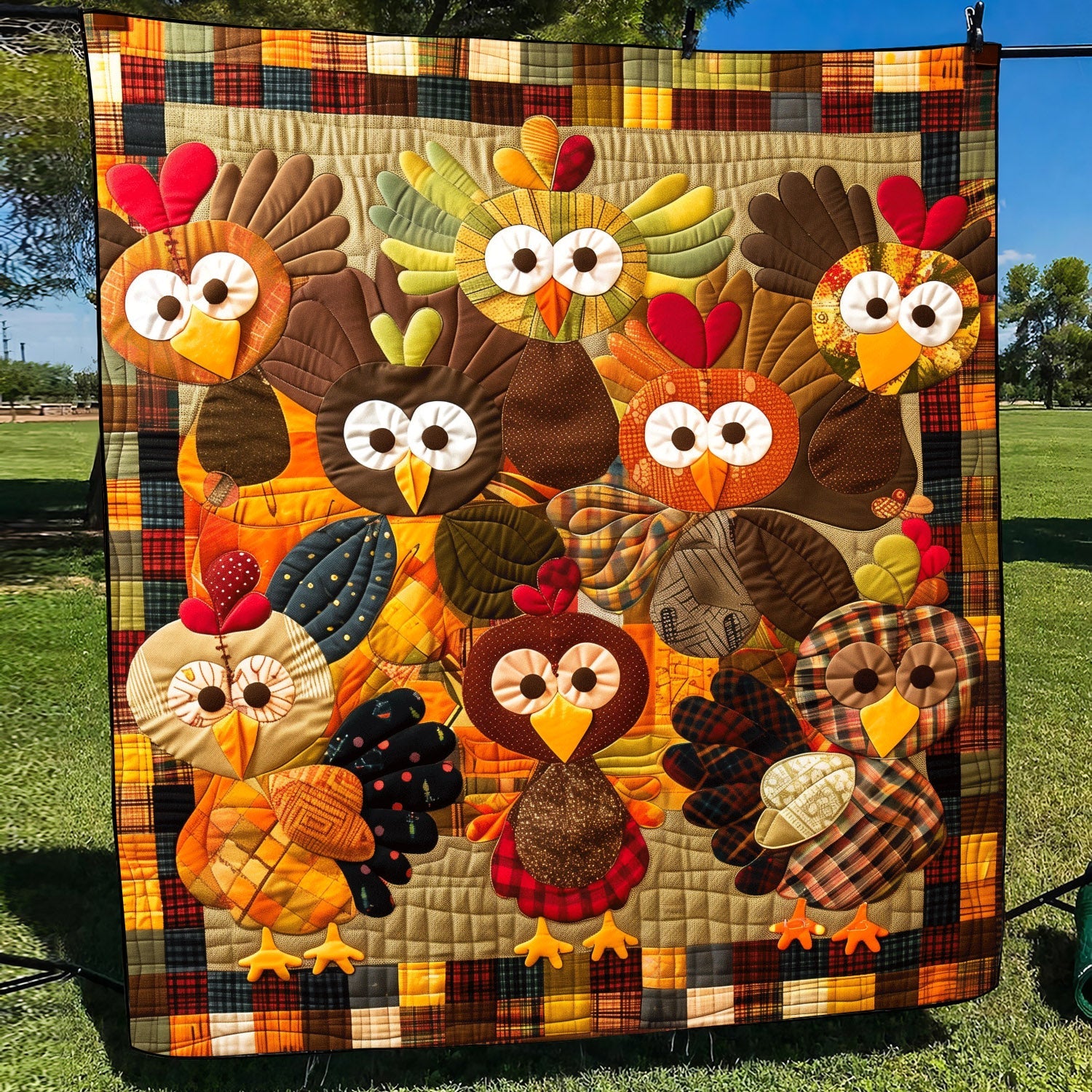 Turkey Family Quilted Blanket Gift Ideas For Fall