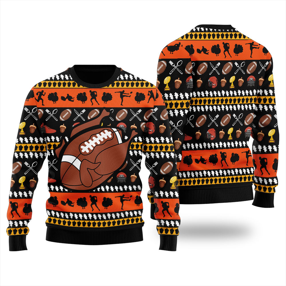Turkey Football Thanksgiving Ugly Sweater For Women Perfect Winter Merch Gift for the Holiday Spirit