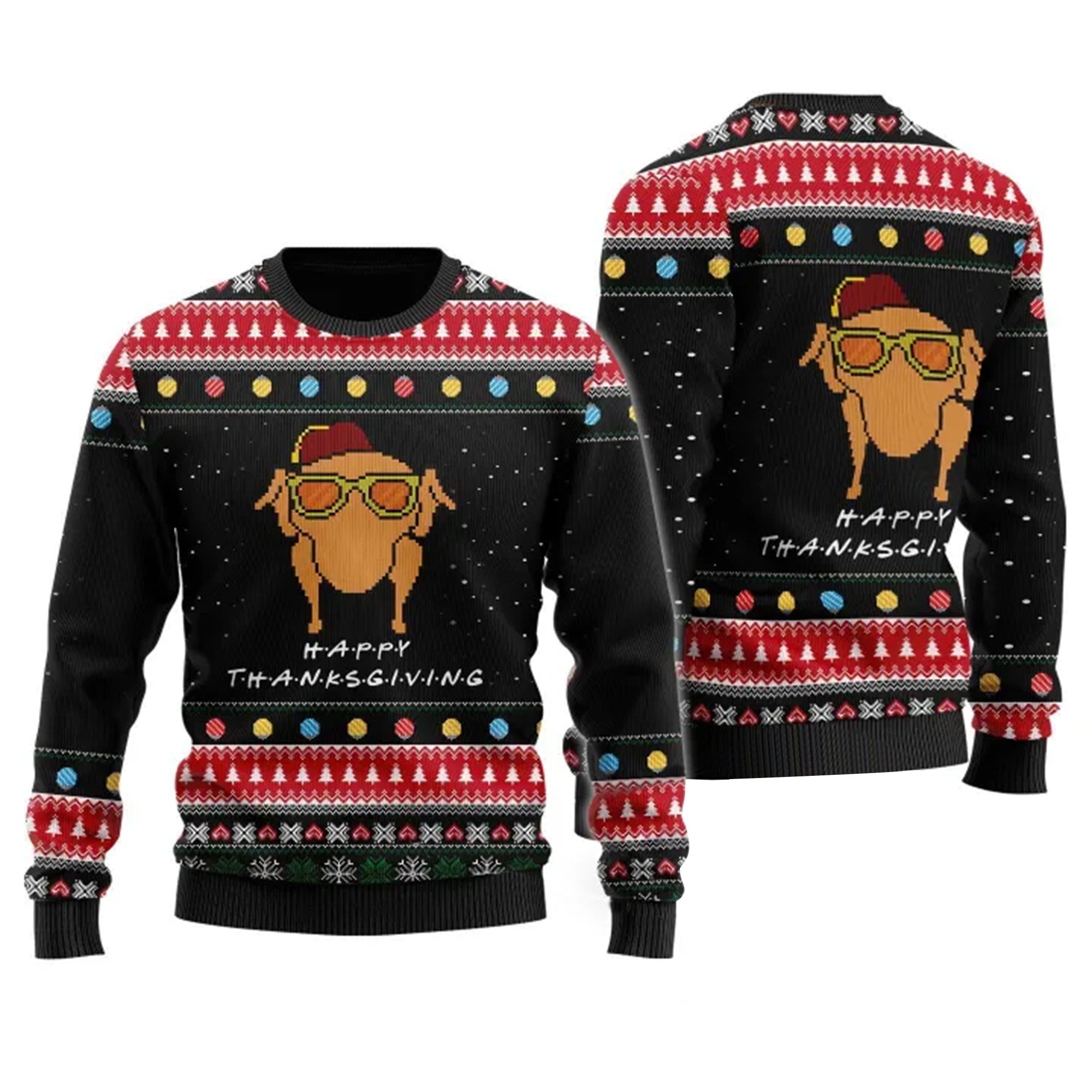 Turkey Happy Thanksgiving Ugly Christmas Sweater Funny Thanksgiving Jumper Gifts For Family