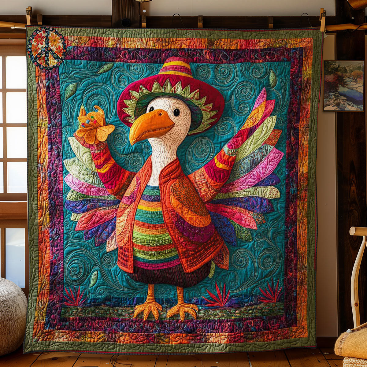 Turkey In Style Xmas Quilted Blanket Blanket Coolf Gifts For Thanksgiving